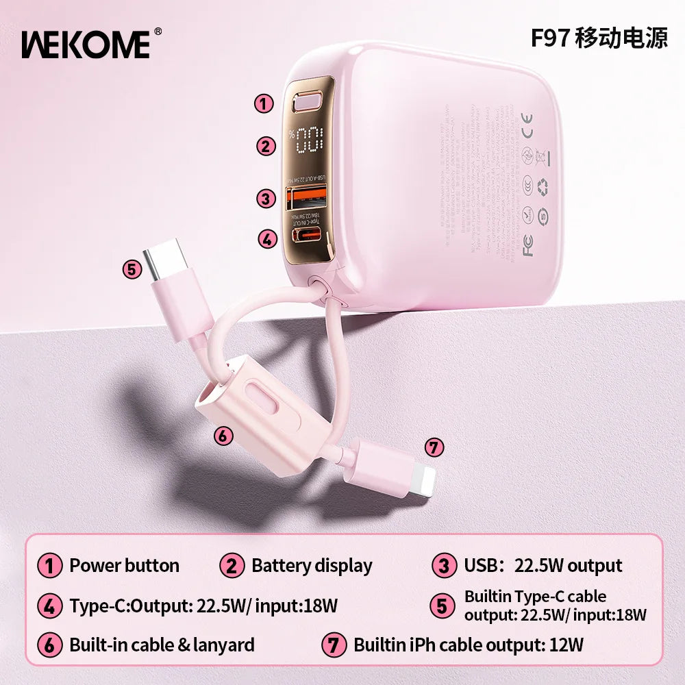 Mini PowerBank 10000mAh Spare battery Portable Charger Mobile External Battery Fast charging For iPhone Samsung