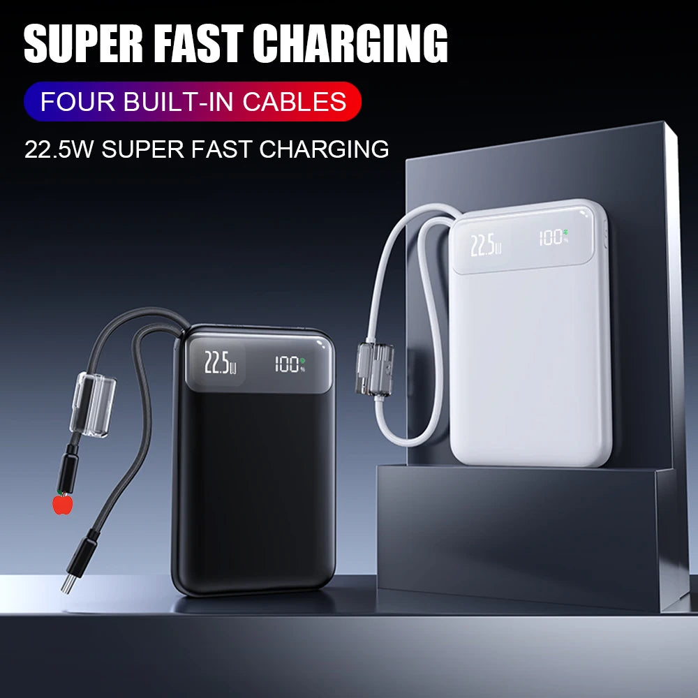30000mAh Power Bank 22.5W With USB Type C Fast Charging Cable For Xiaomi iPhone 17 16 Pro Max Huawei Universal Phone PowerBank