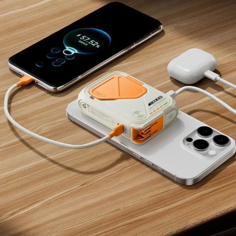 Magnetic Wireless Power Bank 20000 Mah 3 In 1 Built In Cable Pd Fast Charging With Plug 3c Certified Portable For Outdoor Travel